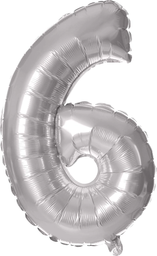 TORO Foil Balloon Number 6, 30 cm, Silver