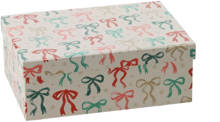 Ziemassvētku dāvanu kastīte ar dekoratīvu bantīti 27 × 19,5 × 10 cm – 1 gab.