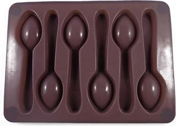 Silicone mold for ice and chocolate – spoons, gray‑brown