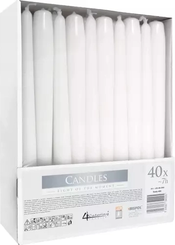 BISPOL white cone candle – set of 40 pcs