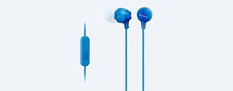 Austiņas ausīs ar mikrofonu SONY MDR-EX15AP, zilas