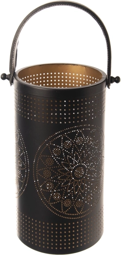 Black and gold metal candlestick 30 cm