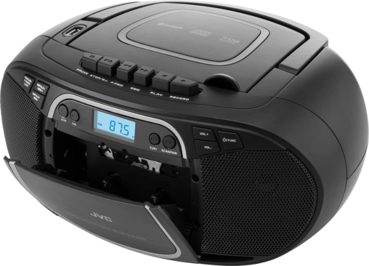 Kasetes magnetofons un FM radio ar atmiņu