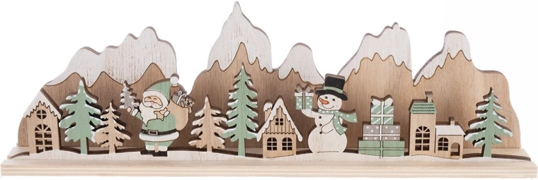 Wooden Christmas decoration landscape beige-green 30 cm