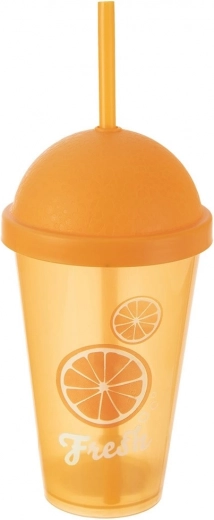 Plastic tumbler with lid and straw 450 ml