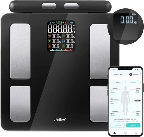 Analītiskie personiskie svari ZORTIVA Smart Premium ar Bluetooth un Wi‑Fi