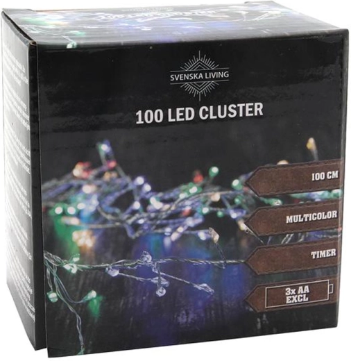 Light String with Timer, 100 LED, Cluster 100 cm