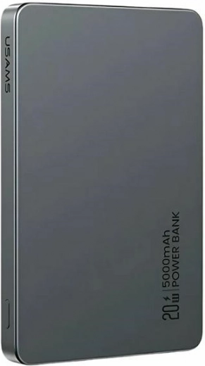 Magnētiskā ārējā baterija (powerbank) 5000 mAh 20W ar MagSafe un PD, pelēka