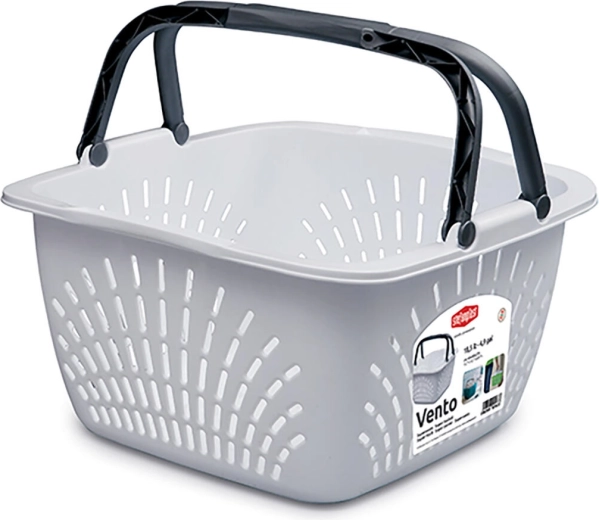 Plastmasas iepirkumu grozs Vento ar 2 rokturiem, 18,5 l, celtspēja 15 kg