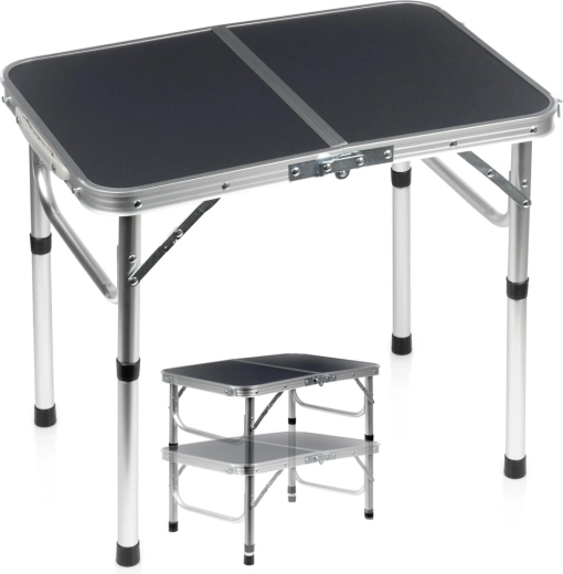 Vilde 2-in-1 Folding Camping Table with Adjustable Height 60 × 40 cm, Graphite