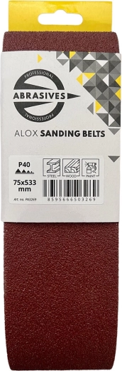 Sanding Belts 75 × 533 mm P120 – Corundum, 3 pcs