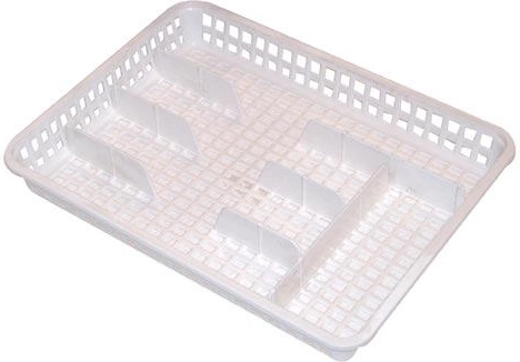 Wide plastic cutlery tray 35 × 26 × 4.5 cm, white