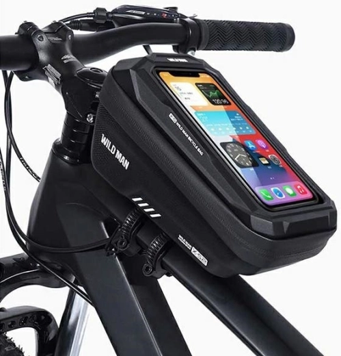 Rāmja soma velosipēdam WILD MAN XS2 1 l ar telefona maciņu, melna