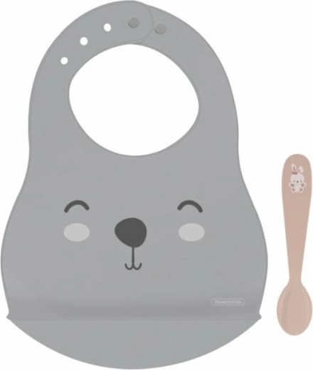 Silicone Bib with Spoon Tramontina Le Petit, Bunny, Pink