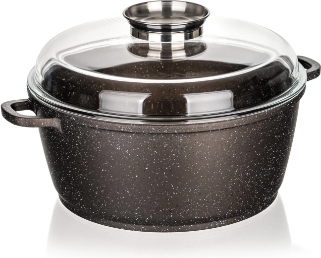 28 cm Non-Stick Pot Premium Dark Brown with Glass Lid and Aroma Knob