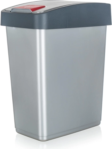 Atvāžams atkritumu spainis 25 l, taisnstūrveida, plastmasa, sudraba/pelēks