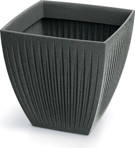 Puķu pods Latia Square MIDL 40 × 40 × 40 cm – melns granīts