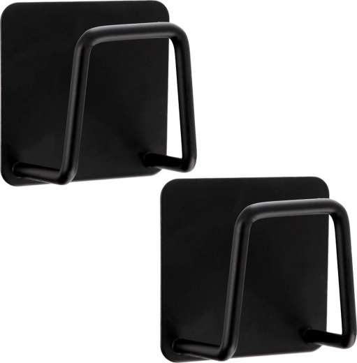 Self-adhesive black hooks 4.8 × 4.8 cm, set of 2