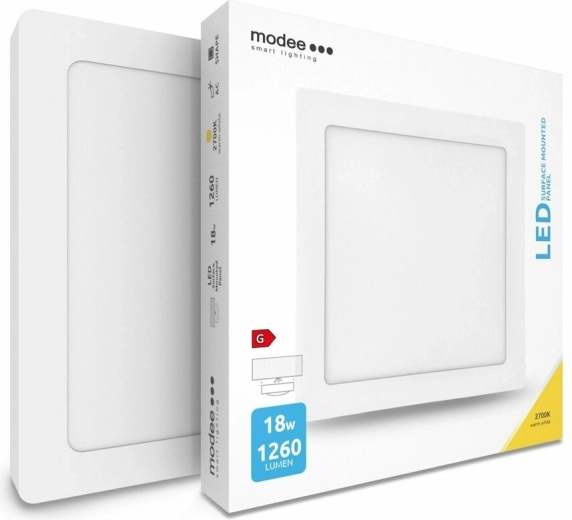Modee LED panelis kvadrātveida 18 W, 1260 lm, 225 × 225 mm, silti balta