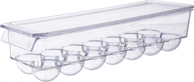 Plastic egg box with lid, 14 pcs