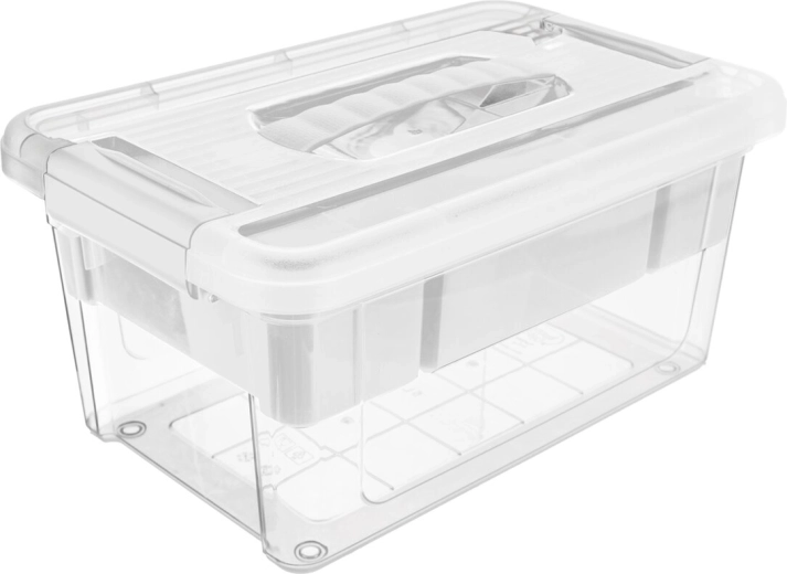 Plastmasas uzglabāšanas kaste MULTI Stormax taisnstūrveida 9 l ar baltu organizatoru