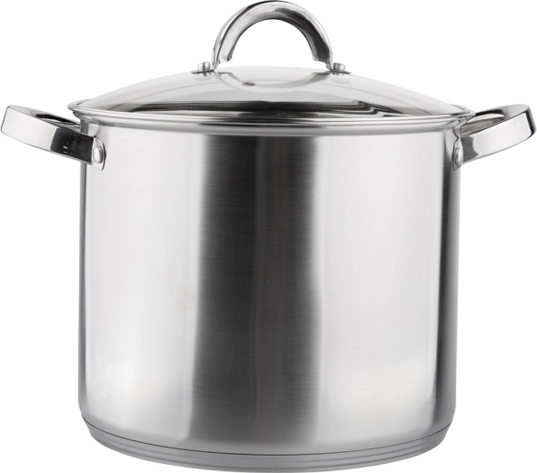 Tall Stainless Steel Pot Fabio 24 cm, 8.5 L with Glass Lid