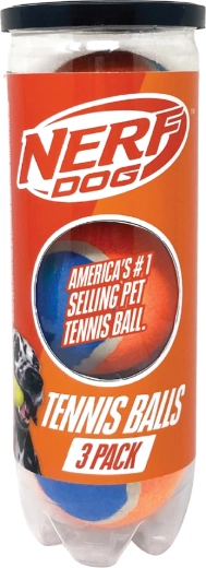 Nerf Dog tenisa bumbiņas suņiem bez pīkstuļa, 3 gab. tūbiņā, 6,5 cm