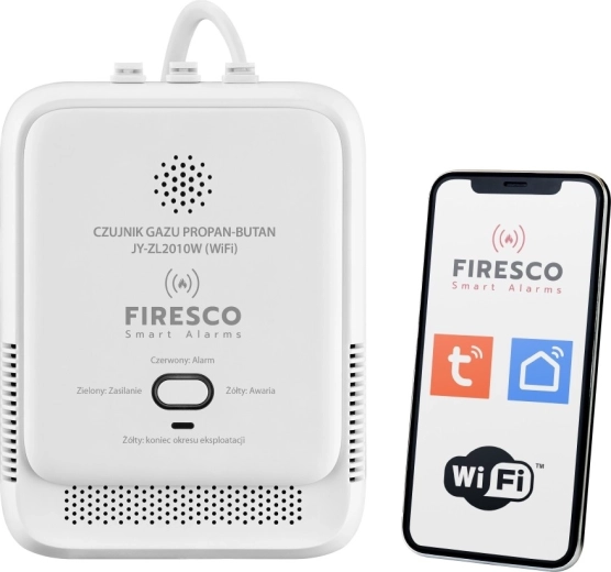 Firesco Wi‑Fi LPG (propāna un propāna‑butāna) gāzes detektors Tuya/Smart Life