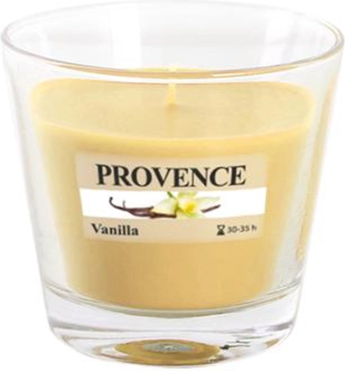 Aromātiskā svece stikla traukā Provence vaniļa 35 stundas