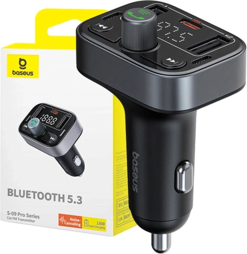 Baseus S-09 Pro Bluetooth FM raidītājs automašīnai, melns