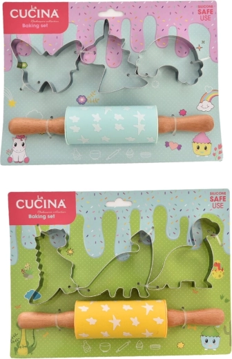 Bērnu cepšanas komplekts DINO (4 gab., 2 varianti)