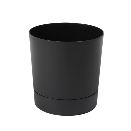 AURA Flower Pot with Saucer 22.5 cm, Black Matte