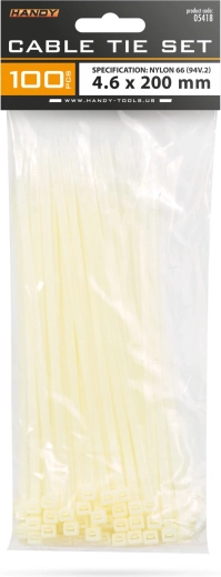 Cable ties 200 × 4.6 mm, transparent, 100 pcs