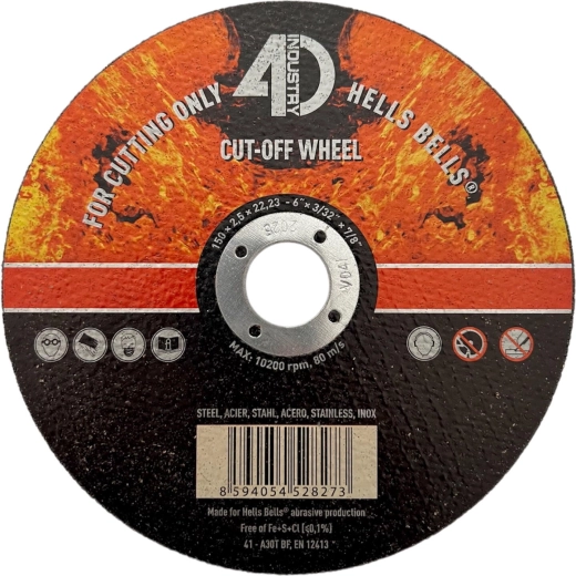 Cutting disc for steel and stainless 150 × 2.5 × 22.2 mm HELLS BELLS