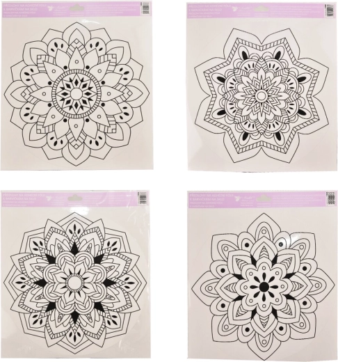 Logu folija krāsošanai mandala 30 × 34 cm (4 varianti)