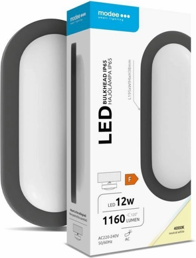 Modee LED ovāls sienas/griestu gaismeklis 12 W 4000 K 1160 lm, melns