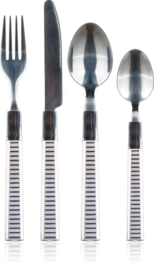 Galda piederumu komplekts Lines, 24 daļas no nerūsējošā tērauda ar plastmasas rokturiem