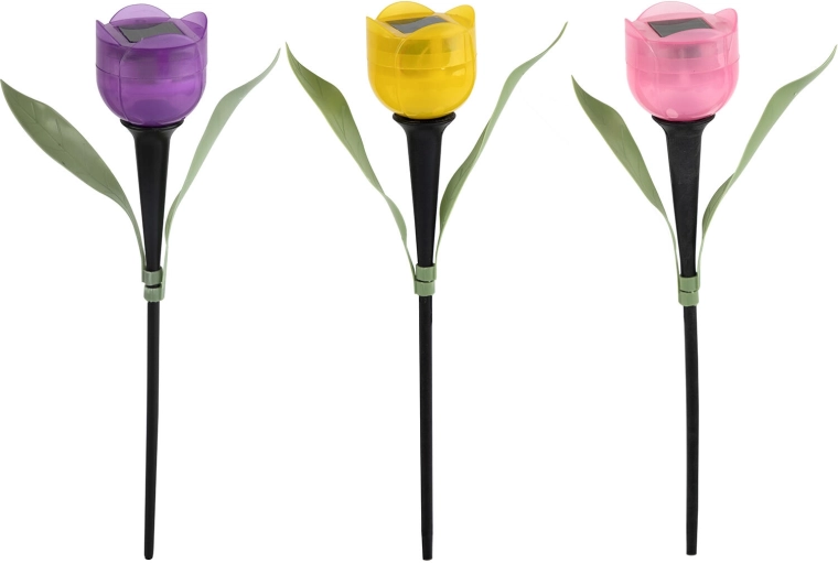 Saules dārza lampa tulpe ar LED, krāsu mikss