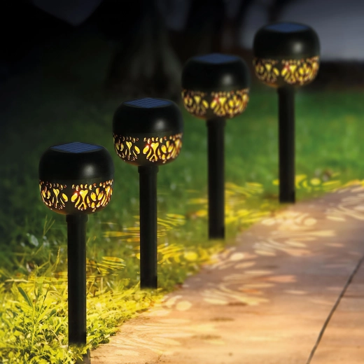 Solar stake garden light with warm white light
