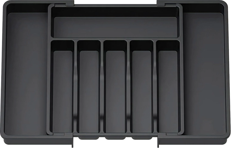 Adjustable cutlery organizer for kitchen drawers 33–57 cm