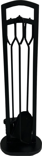 Kamīna piederumi ar statīvu 70 cm – melns metāls, 3 daļu komplekts