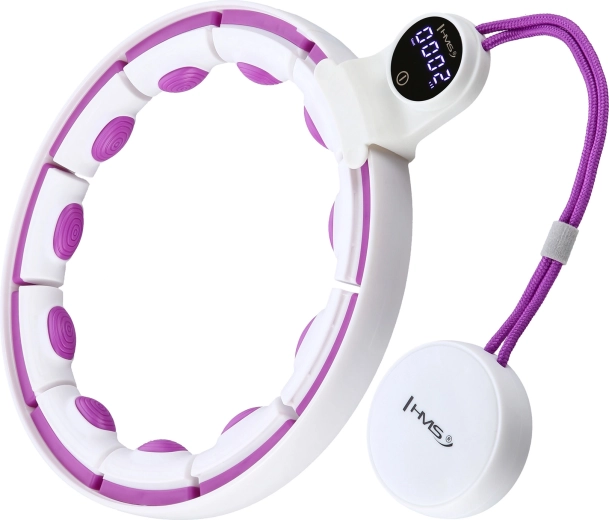Masāžas hula-hoops ar svaru, magnētiem un skaitītāju HMS HHM17 baltā/violetā krāsā