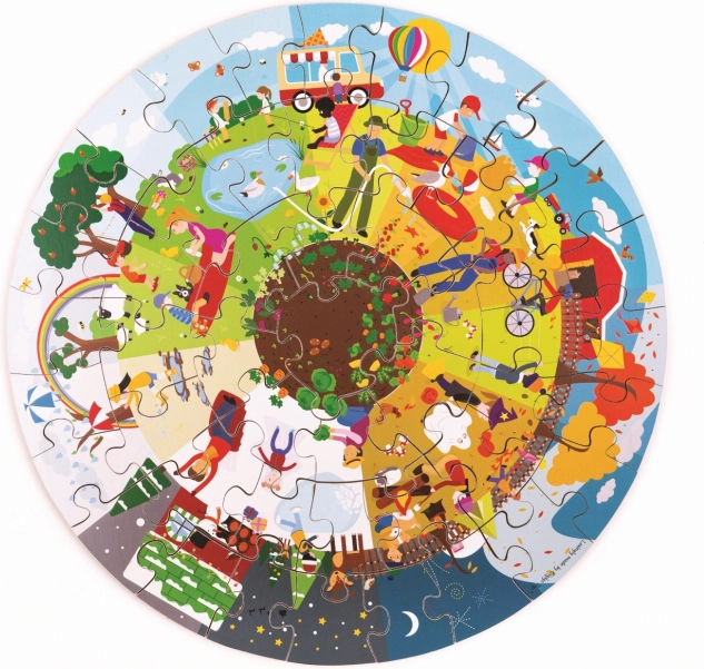 Bigjigs Toys apaļā grīdas puzle Četri gadalaiki