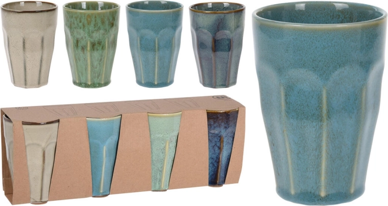 Porcelāna krūze bez roktura 330 ml – krāsu mikss (4 gab.)