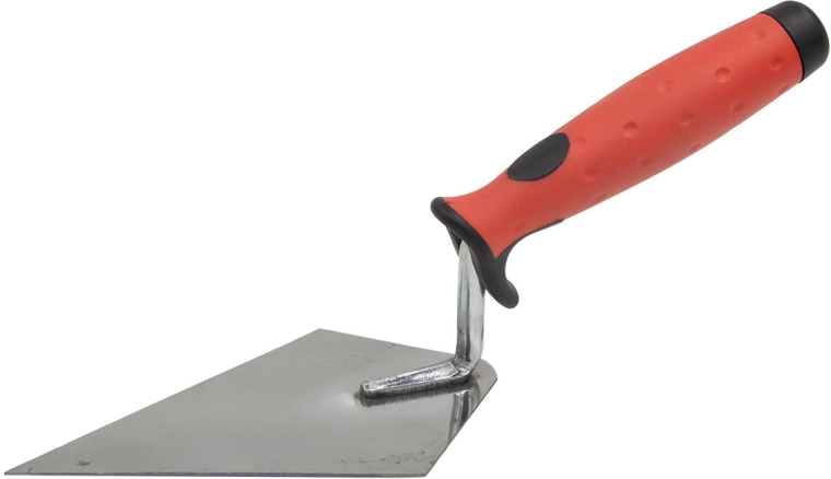 Jumtu seguma meistara nerūsējošā tērauda karote 140 × 95 mm ar gumijas rokturi