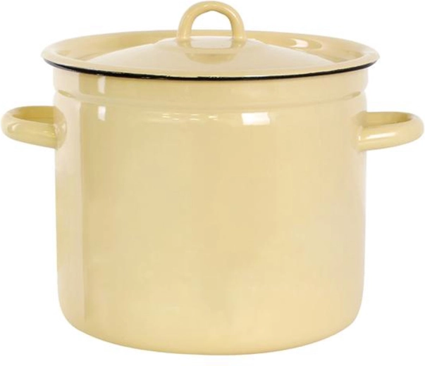 Enamelled casserole with lid 7 l, beige vegetable decor