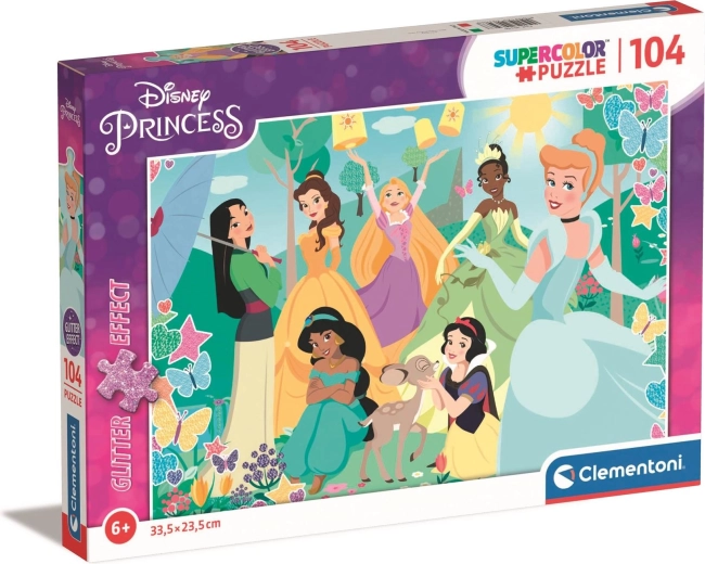 Clementoni mirdzoša puzle Disney princeses dārzā, 104 gabaliņi