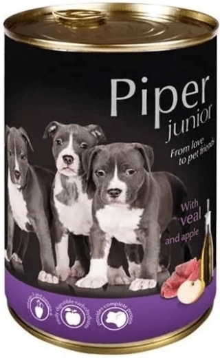 Piper Junior konservi kucēniem – teļa gaļa un ābols 400 g