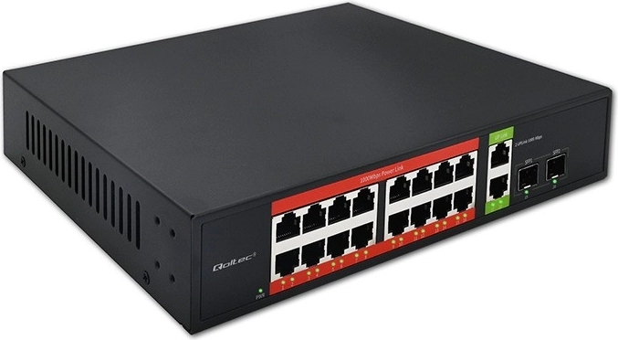 Gigabitu PoE komutators 16× RJ45, 2× RJ45 augšupsaiste, 2× SFP, 1000 Mb/s