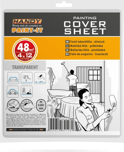 Painter's protective PE cover film 4 × 12 m, 5 microns